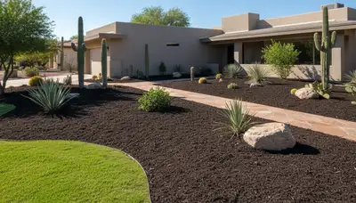 Fresh mulch installation with clean edges and rich color by Chop Chop Landscaping in Scottsdale, AZ