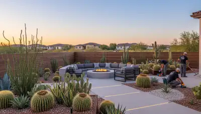 Landscaping crew in Scottsdale, AZ providing professional landscape maintenance and design services