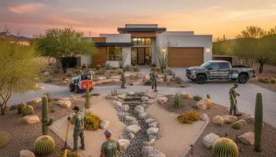 Landscaping crew in Scottsdale, AZ providing professional landscape maintenance and design services