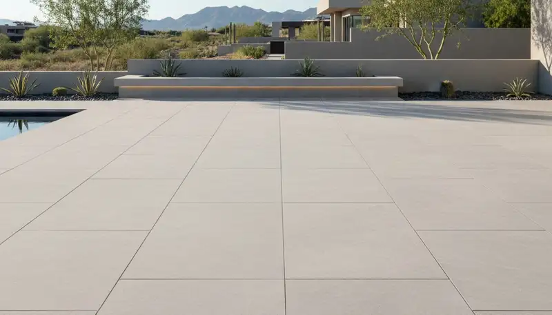 Modern large-format stone paver installation in Scottsdale, AZ showcasing professional landscaping craftsmanship