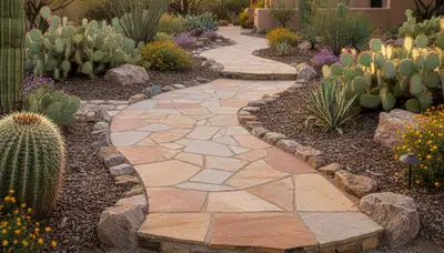 Expert stone paver pathway installation with natural landscaping in Scottsdale, AZ